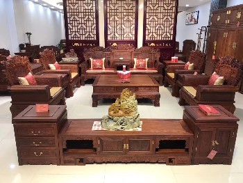 品质之选 福林堂红木11件套大果紫檀缅甸花梨木沙发，客厅的东方雅韵